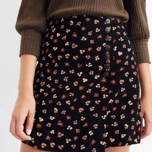 Madewell A-line black floral skirt
